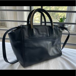 MILLY Black Satchel with gold zipper details